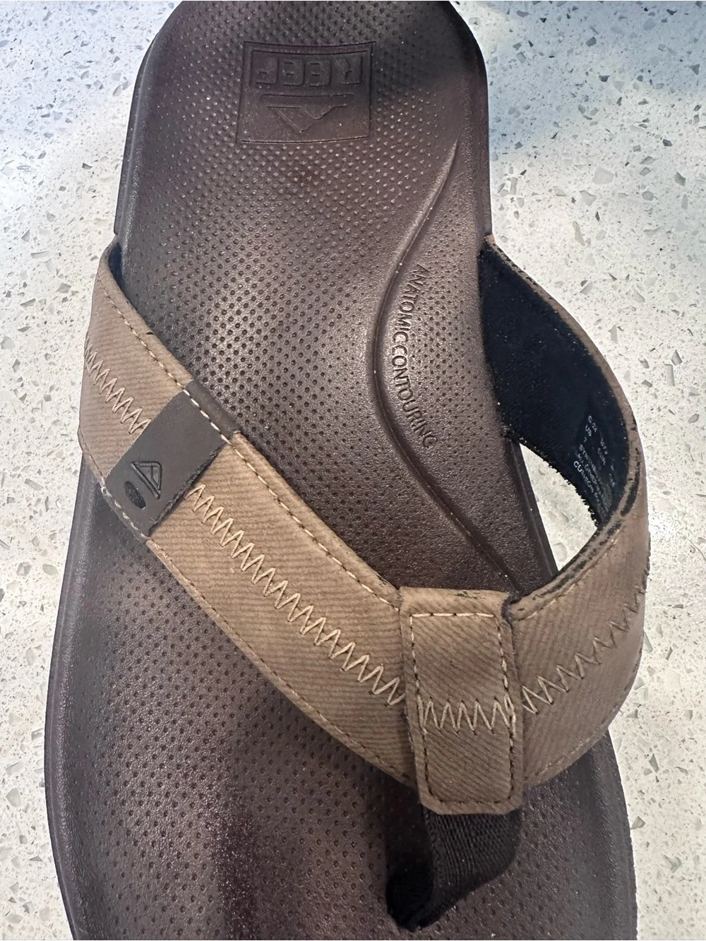 Men's Tan Reef Leather-Style Flip Flop Sandals